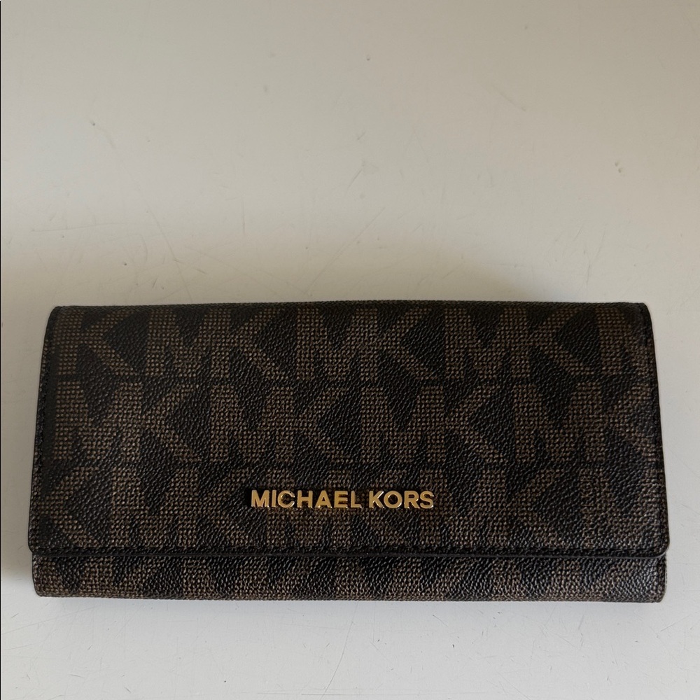 Michael Kors Black and Brown Signature Wallet